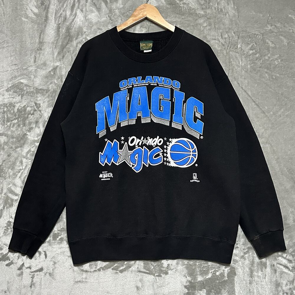Vintage Orlando Magic Nutmeg Sweatshirt Mens Large Black 90s NBA‎ Crewneck USA